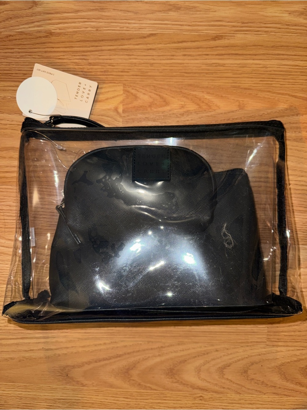 Tender love+ carry Black Clear Travel Toiletry Bag with Inner Pouch